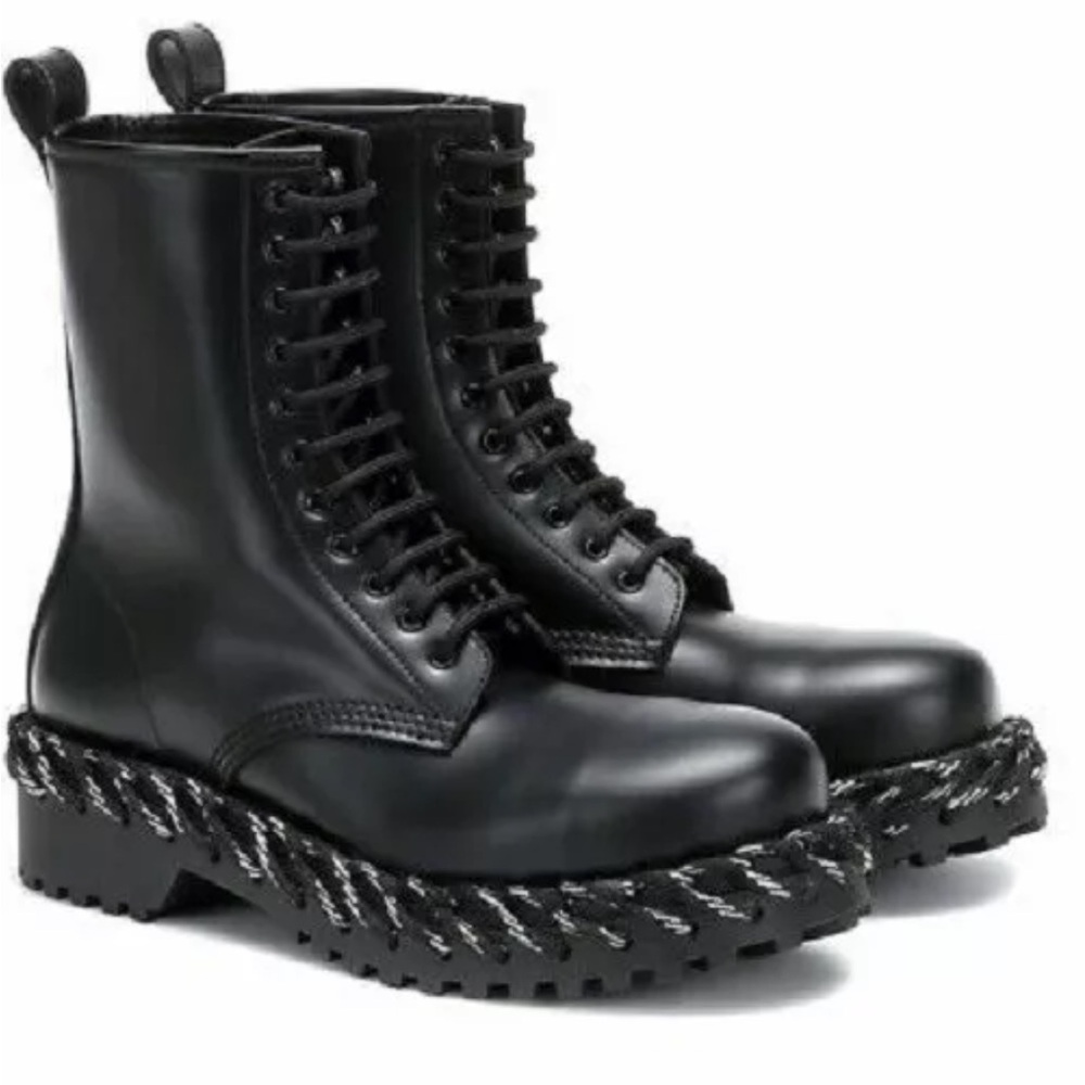 Balenciaga LEATHER COMBAT LACE BOOTS SZ 36 $1295 Authentic NEW